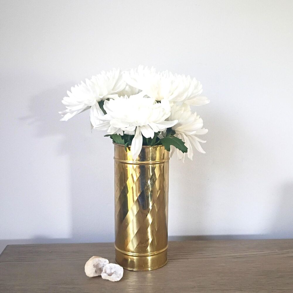 Vintage Decorative Bristol Brass Vase, Coffee Table Mantel Decor